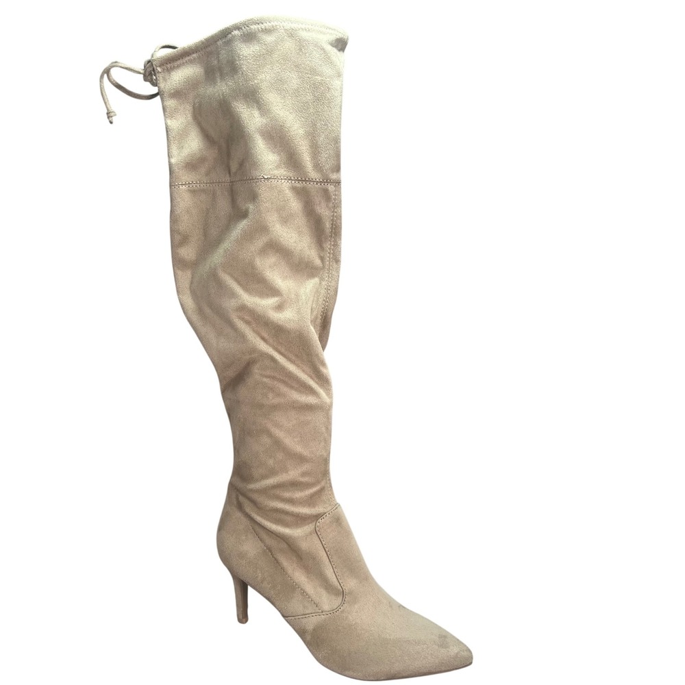 Bandolino Galyce Over the Knee Boots Light Natural‎ Taupe Faux Suede Zip Up 8M